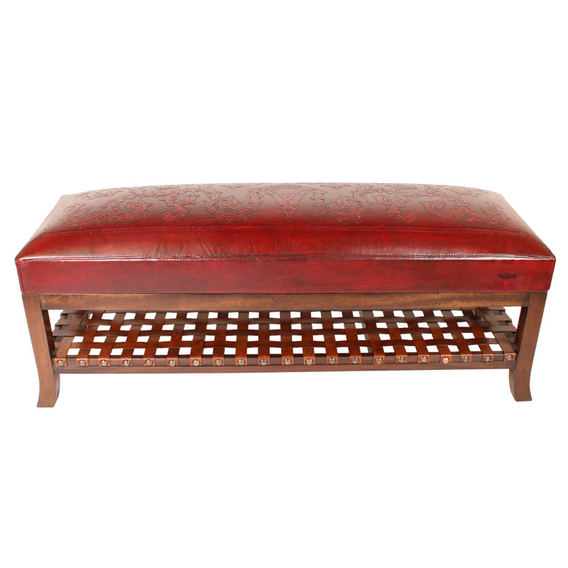 Banc de rangement en cuir véritable