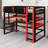 Modern Elevated Bed with Dedicated Workspace, Vertical Side Storage, Comprehensive Bookcase Shelving, and Adjustable RGB Illumination-896613101
