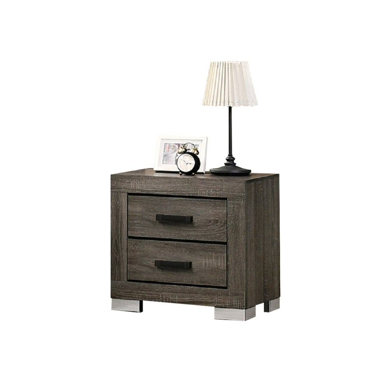 Table de chevet 2 tiroirs Becude, gris