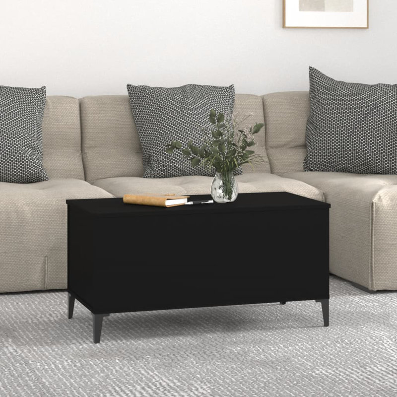 Amyna Lift Top Four Leg Coffee Table with Storage, Black