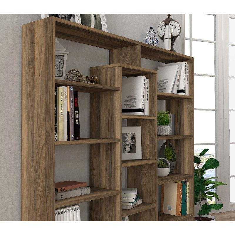 135.7cm H x 125cm W Library Bookcase, Walnut
