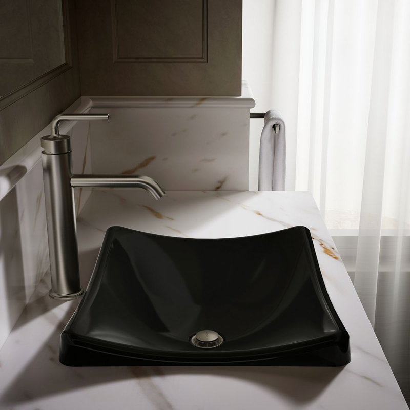 DemiLav Metal Specialty Vessel Bathroom Sink, Black