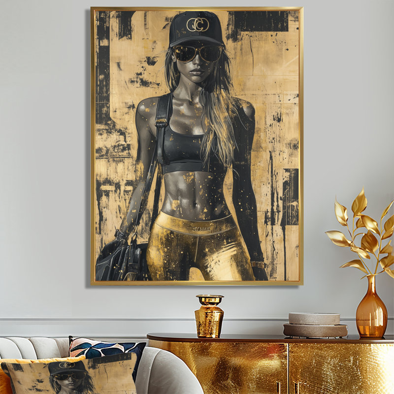 Décoration murale Gym Performance Peak Performance II - Fashion Gym Girl, Cadre flottant doré, H 20 po x l 12 po