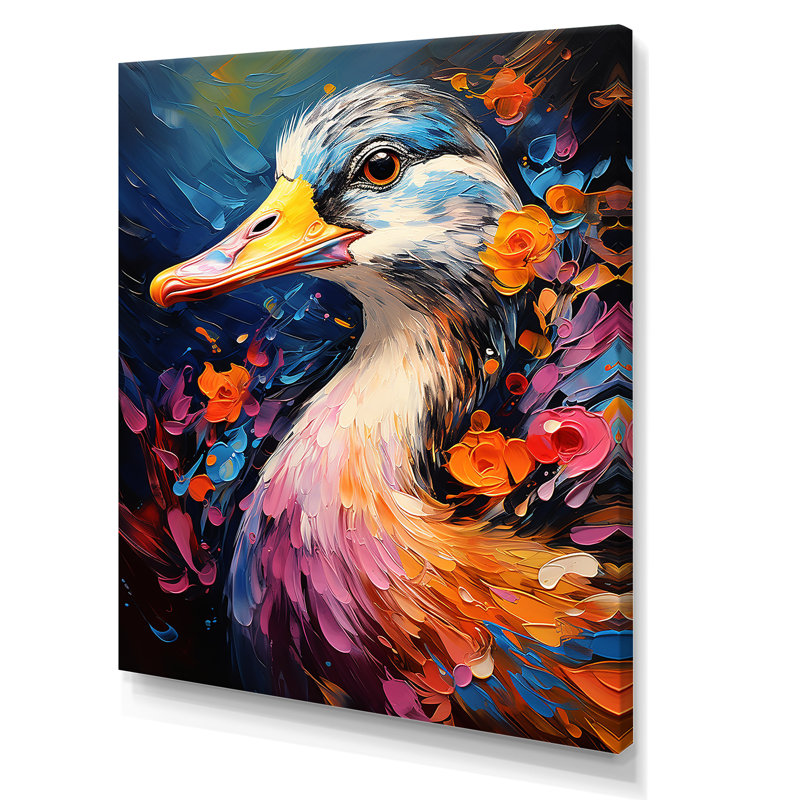 «Blue Duck Portrait II - Duck Animal», art mural, Toile tendue, 32" H x 24" W