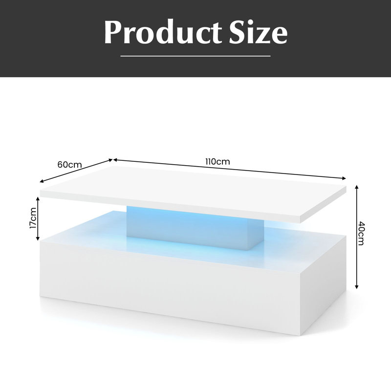 Coffee Table with Storage, White