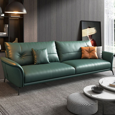 Causeuse-coussin standard en cuir véritable vert foncé