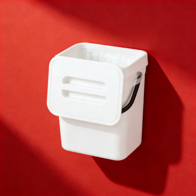 Hanging Compost Bin With Lid, Under Sink Or Wall Mountable Small Trash Can For Kitchen Countertop, Bathroom, RV, Odour-Blocking Food Waste Container, Dishwasher Safe