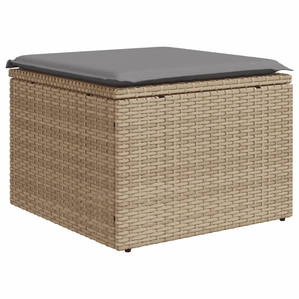 Vidaxl Gartenhocker Mit Kissen 55X55x37 Cm Poly Rattan