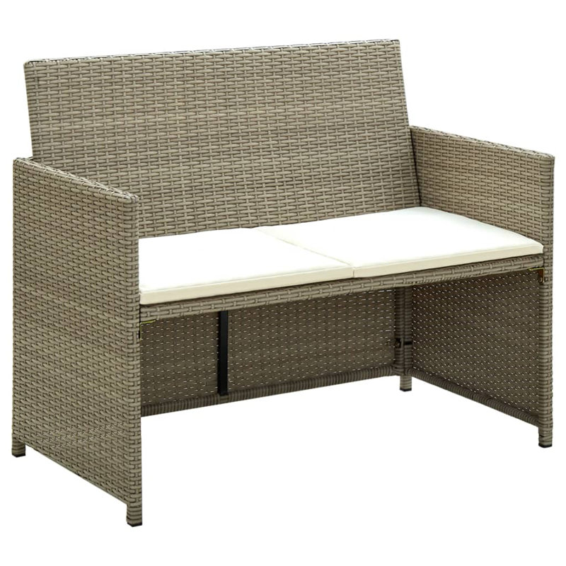 Canapé de patio brun avec coussins de 39,4 po de largeur Brunellesco, Beige / blanc crème