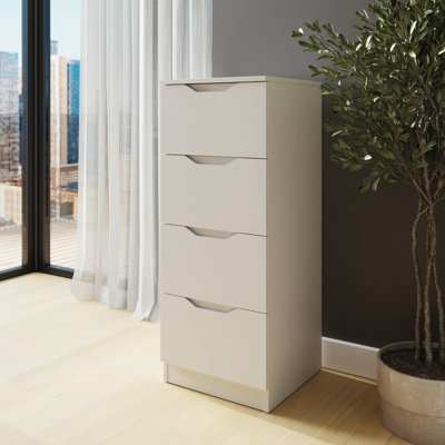 Groove Handle Slim 4 Drawer Chest