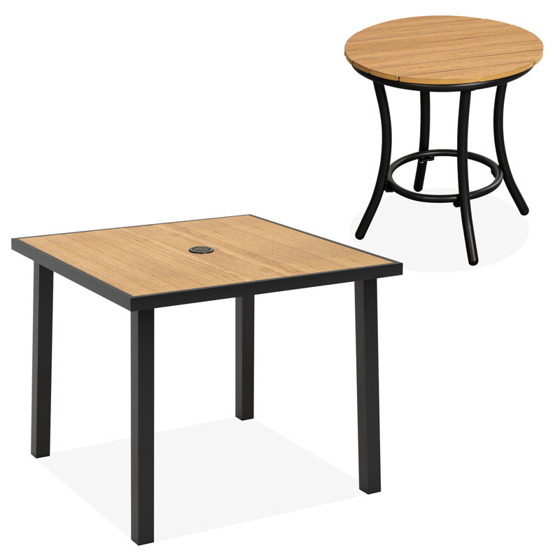 Table de salle à manger d'extérieur en aluminium Loddon, Jaune