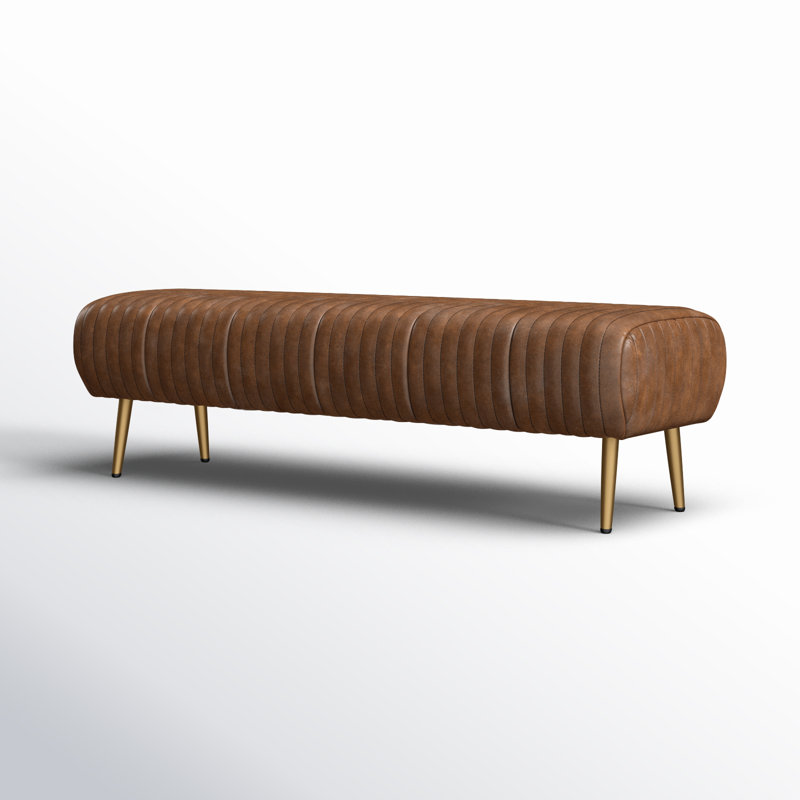 Endora Leather Bench, Cappuccino Genuine Leather, Brown