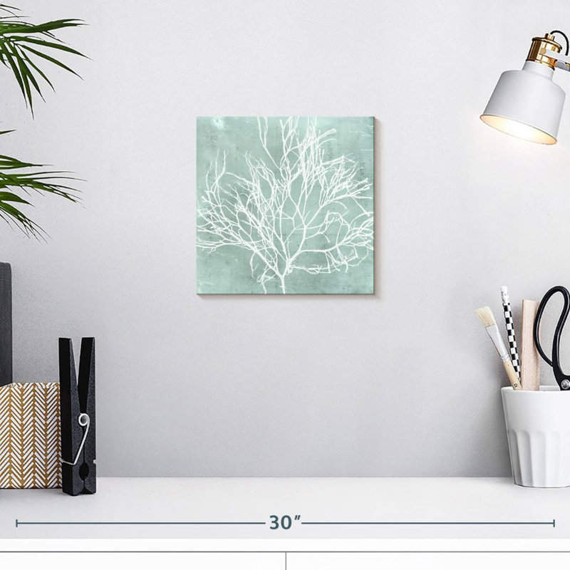 Algue Brampt sur turquoise II, H 10 po x l 10 po