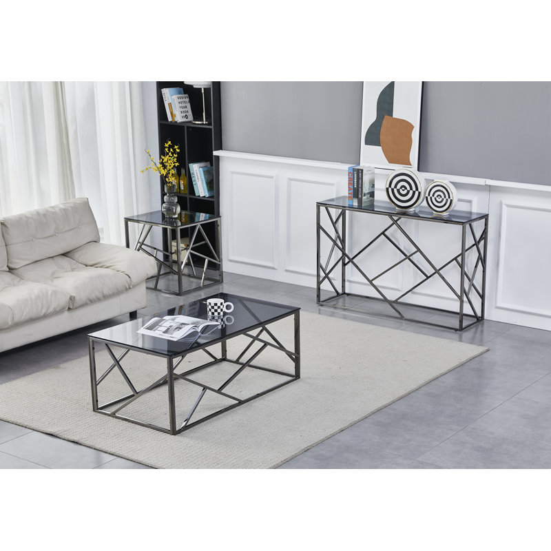 Azor Glass Top Frame End Table