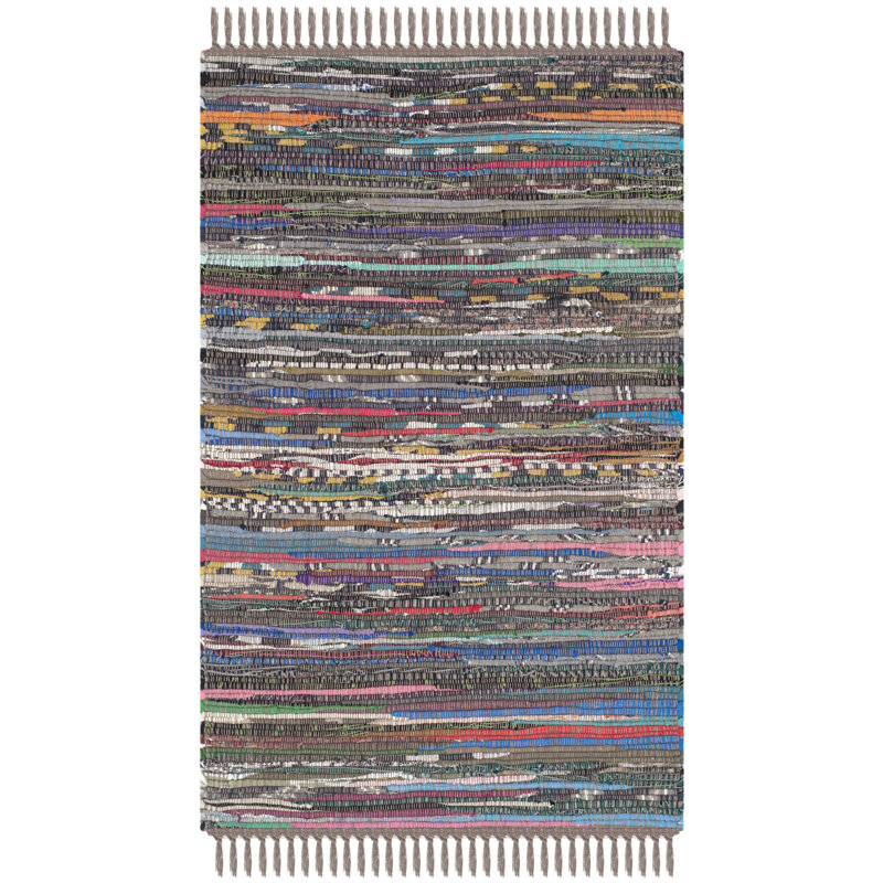 Tapis abstrait en coton tissé à la main Bussard, Rectangle 2 pi x 3 pi