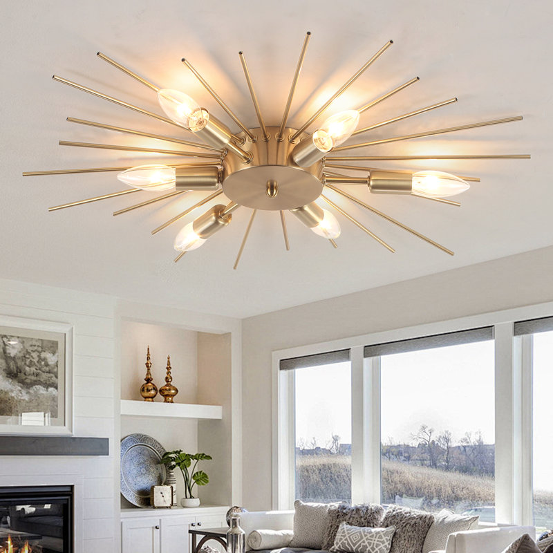 Freja 6 - Light 60cm Dimmable Sputnik Flush Mount, Gold