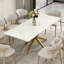 Table de salle à manger extensible de 160 à 200 cm, plateau imitation marbre, table de cuisine gain de place pour 6 à 10 personnes, couleur or-2018340053-2018340052