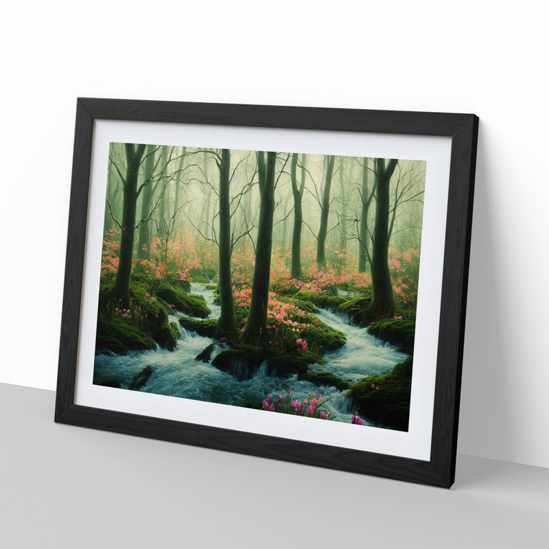 Ethereal Spring Forest - Framed Print, Black, 46cm H x 64cm W x 2cm D