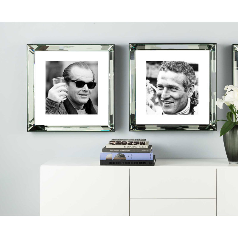 Jack Nicholson - Print on Wood, 45cm H x 45cm W x 5cm D, Silver