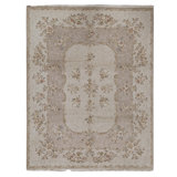 Hand Knotted Oriental Area Rug in Beige
