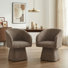 Upholstered Swivel Barrel Dining Chairs, Chenille Accent Chairs, Deep Cushion Seat (Set Of 2)