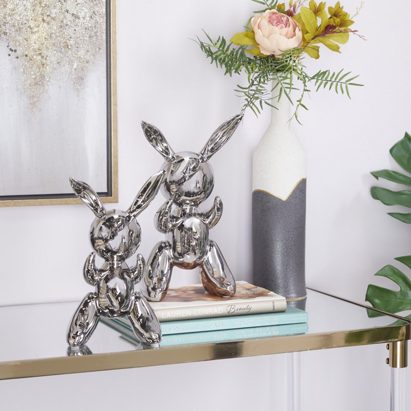 Ensemble de sculptures décoratives en porcelaine, Argent, H 12,20 po x l 3,85 po x P 6,85 po