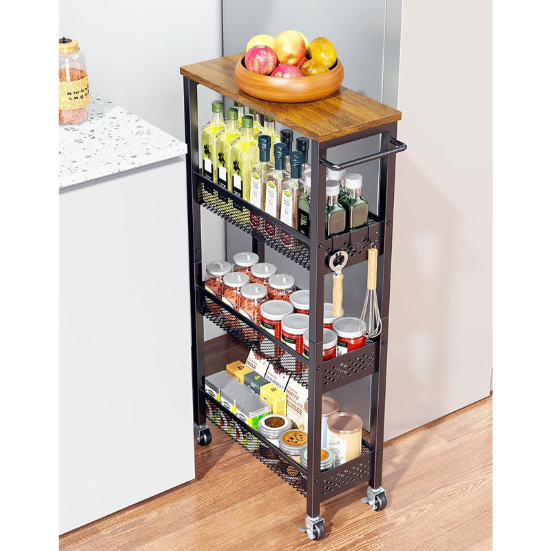 Slim Rolling Storage Cart for Kitchen Laundry Room and Bathroom