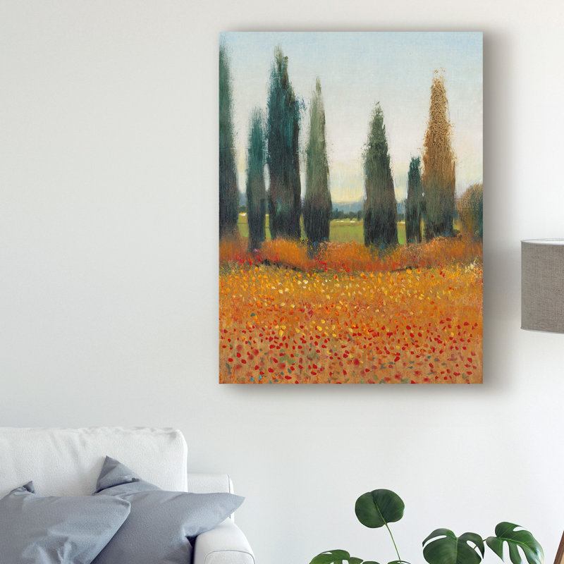 « cypress trees i », reproduction de peinture à l’acrylique sur toile tendue, H 19 po x l 14 po x P 2 po