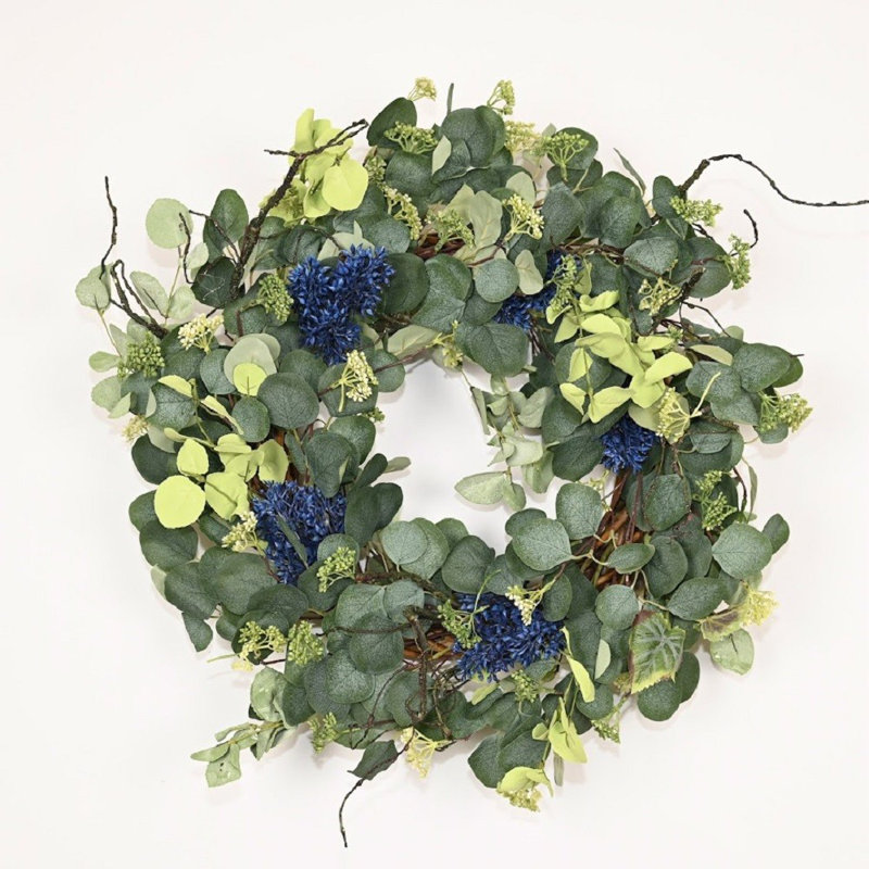 24" Everyday Eucalyptus Berry Floral Wreath for Front Door