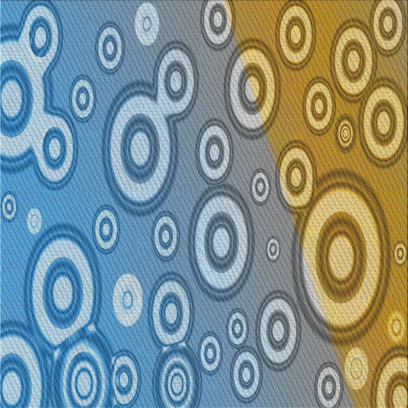 Tapis bleu/jaune tissé à la machine, Carré 4 pi