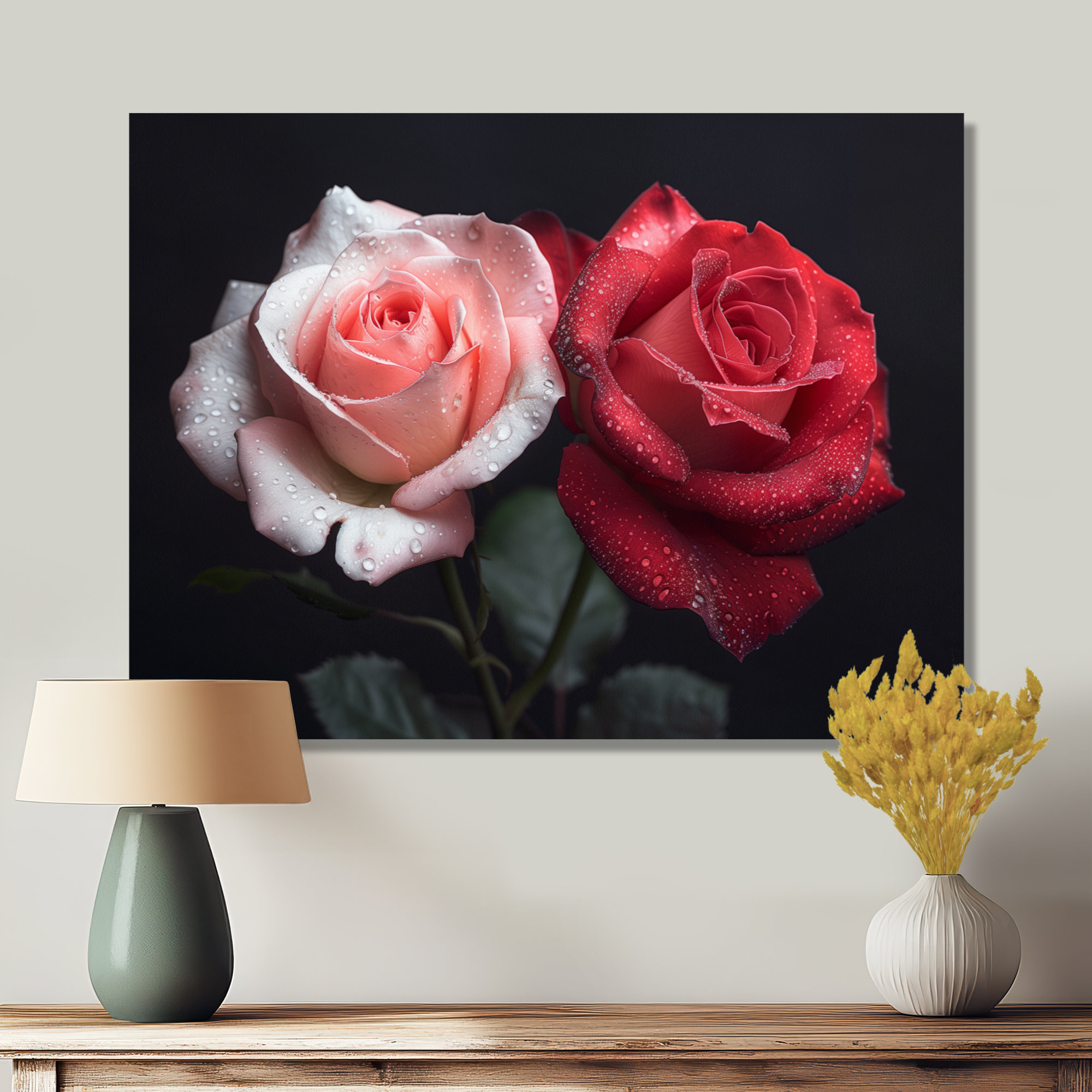 Mercer41 Pink Red Roses Timeless Beauty - Roses Wall Art Living Room ...