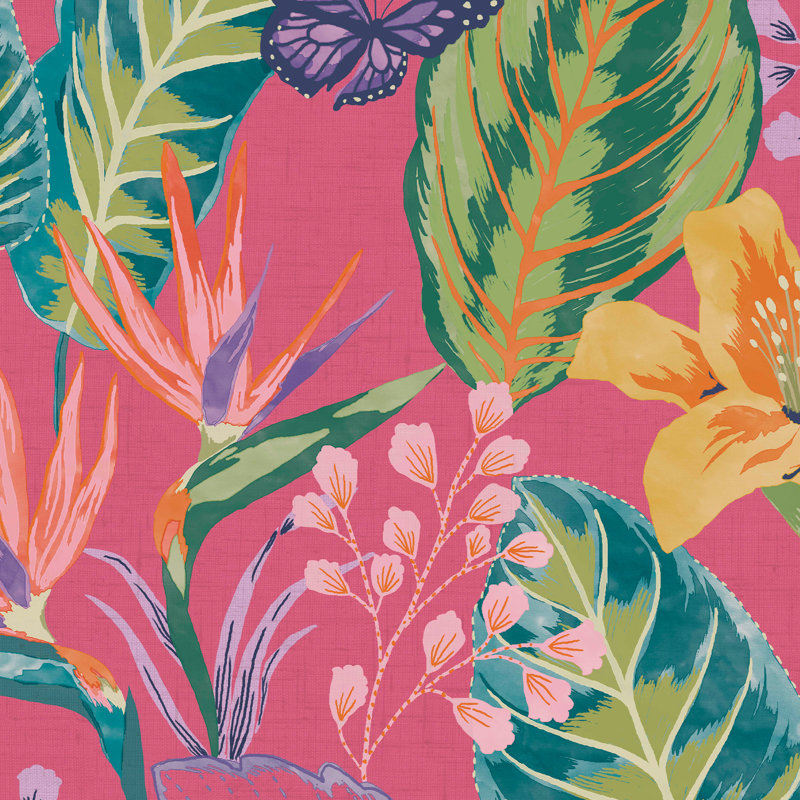  Papier peint floral, Rose