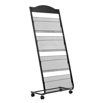 Brochure Display Rack, 4-Tier Magazine Literature Display Stand with Wheels, Movable Floor Standing Magazine Rack, Heavy Duty Newspaper Catalog Holder by VEVOR