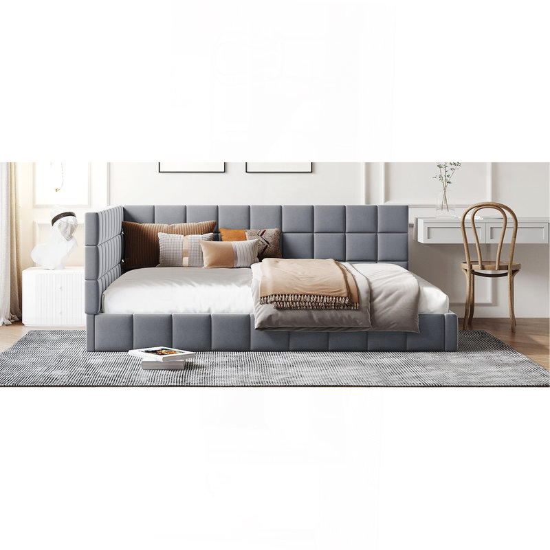Upholstered Daybed/Sofa Bed Frame, Gray