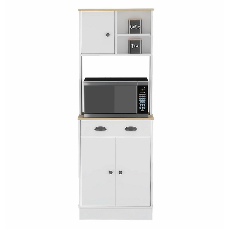 Élégant support de rangement pour micro-ondes avec 3 portes et tiroir Panayotis - H 66,85 po x l 14,09 po x P 23,93 po