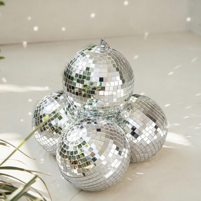  4 pièces 7 "petite boule disco ensemble miroir mini accrochage pour les années 70 80s événements de fête de mariage dj club de danse bar éclairage de la scène vacances affaires décoration intérieure argent