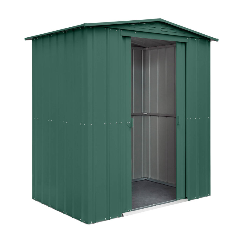 Globel 6 X 4 Apex Green Metal Shed, Green