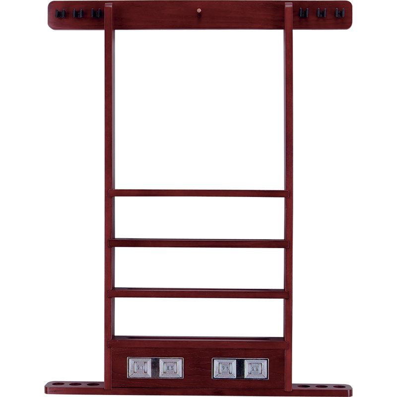 Deluxe 6 Pool Cue Wall Rack with Score Counter, Wine