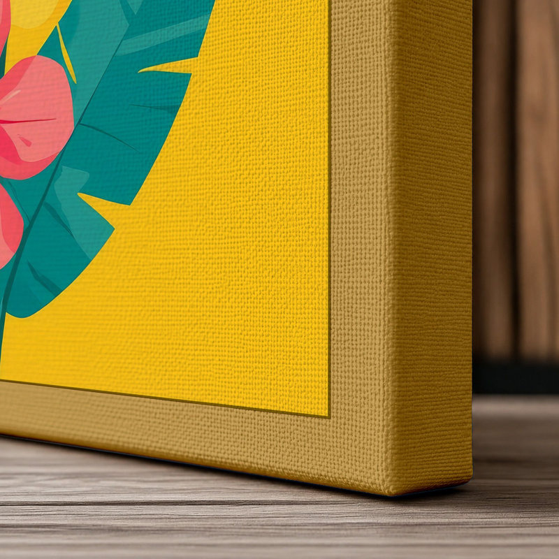 Tropical Bouquet Botanical - Wrapped Canvas, 24x16 - 61.0 x 40.6 cm, Ochre Border