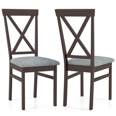 Gymax Modern Dining Chairs w/ Rubber Wood Frame Hollowed Backrest for Kitchen