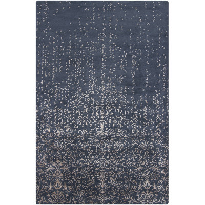 Tapis bleu et gris en laine touffeté à la main Knightsville