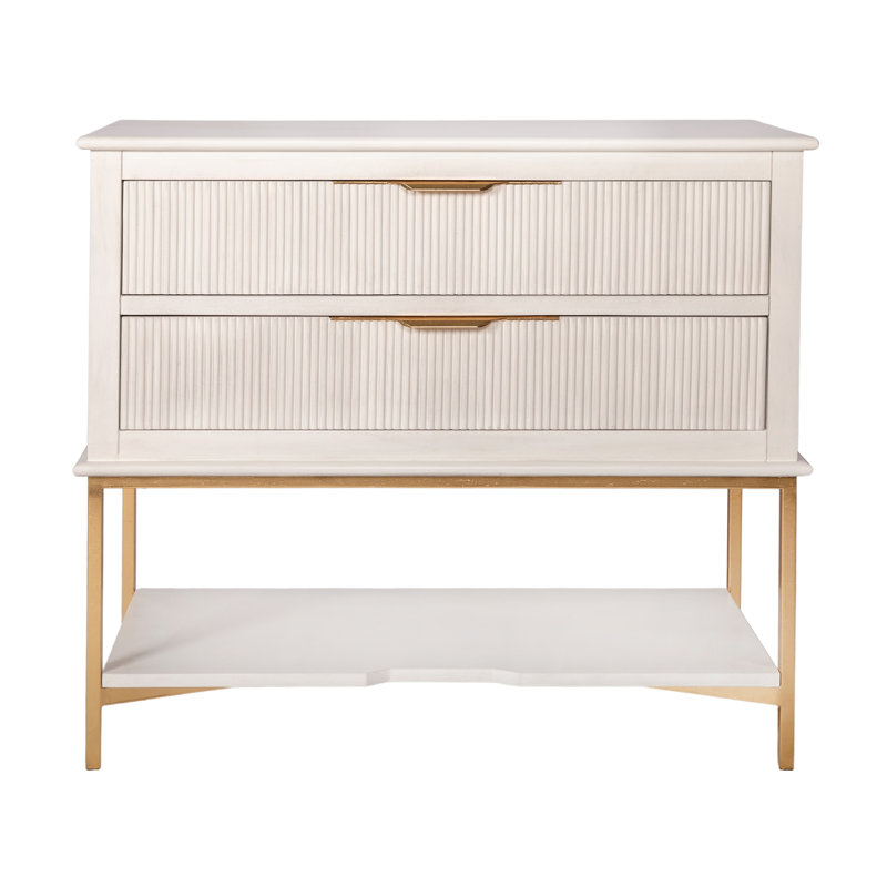 Kim 2 - Drawer Solid Wood Nightstand, Antique White
