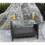 Table basse d'extérieur avec cadre brun, verre trempé transparent, 34,6 x 20,5 x 17,7 pouces, eau, assemblage facile
