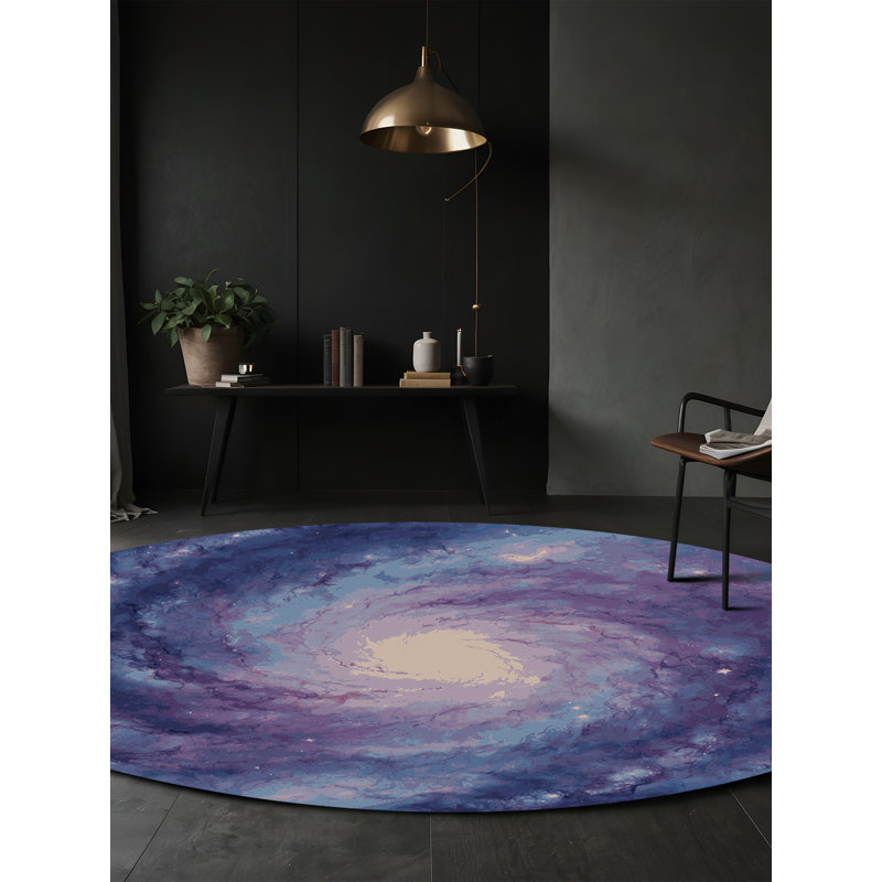 Tapis mauve lavable à la machine, Rond 5 pi
