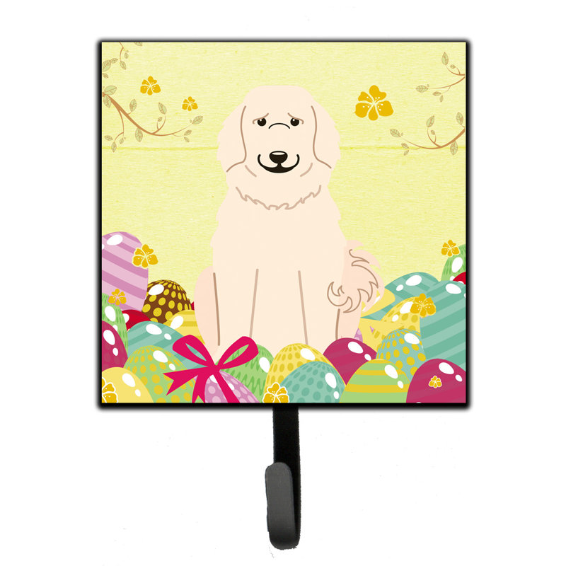 Mcelyea Metal Wall Organizer with Key Hooks, Yellow/Wheat/Purple, Great Pyrenese