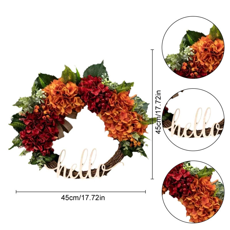 Couronne de guirlande de fleurs 17,72 pouces