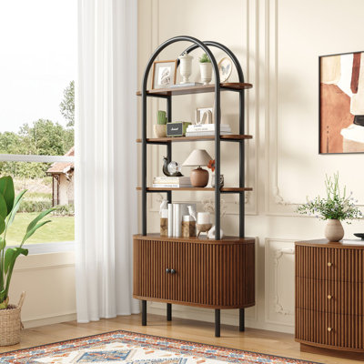 70.63" Arched Etagere Bookcase With Cabinet by 17 Stories