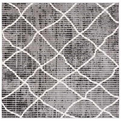 Rectangle Elane Geometric Power Loomed Polyester Area Rug in Charcoal/Ivory/Gray