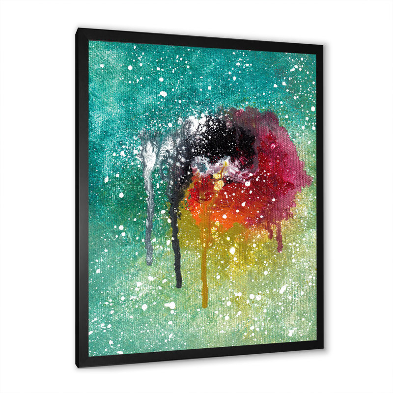 «Grunge Abstract Paint Splash», reproduction d'art sur toile encadrée, Cadre noir, H 20 po x l 12 po x P 1 po