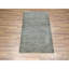 2'x3' Cedar Brown Modern Grass Design Hand Knotted Natural Wool Mat Rug G76441